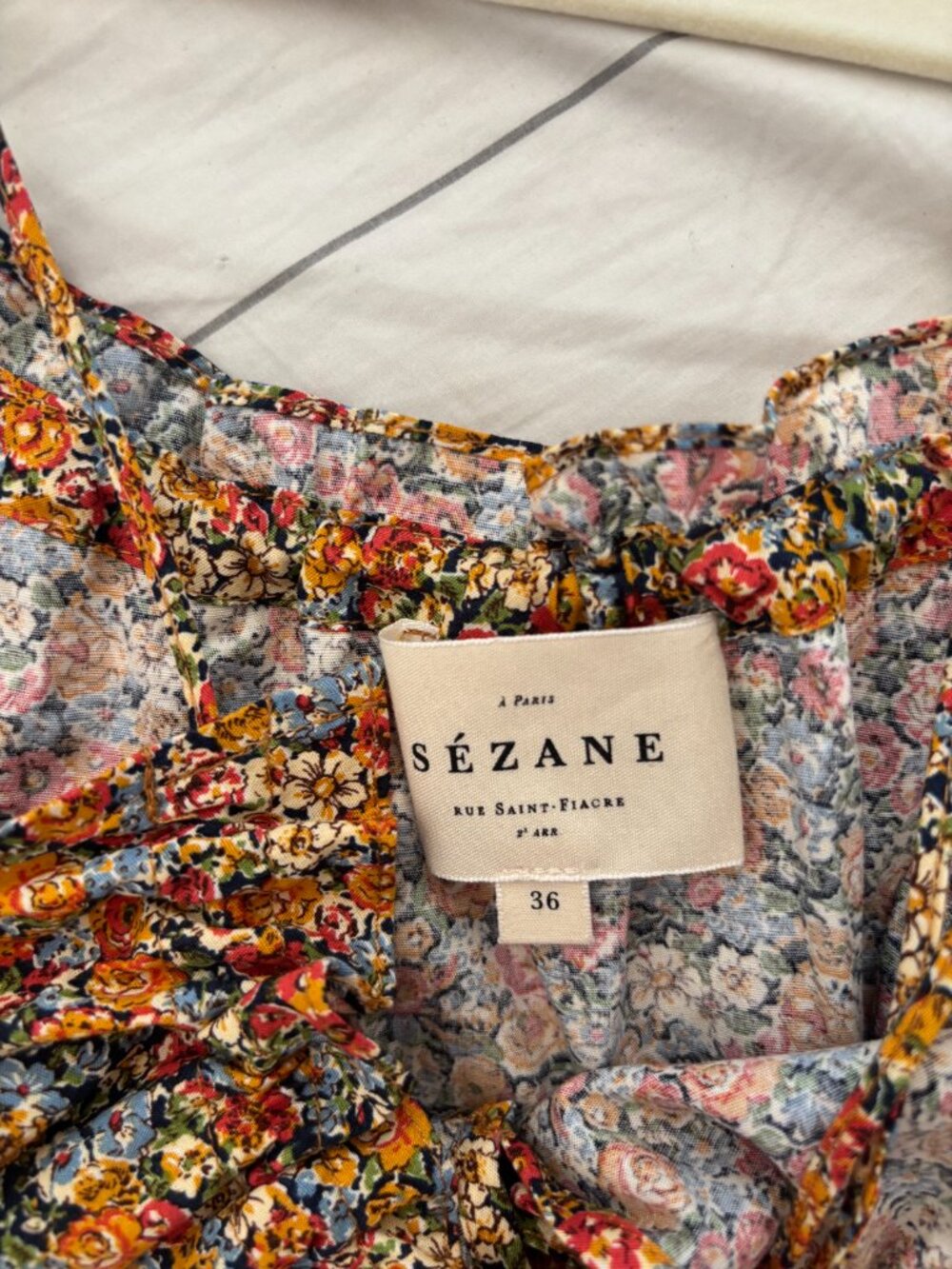 Sezane Victorine Nightdress Flower Fields 36 - Picture 6 of 6